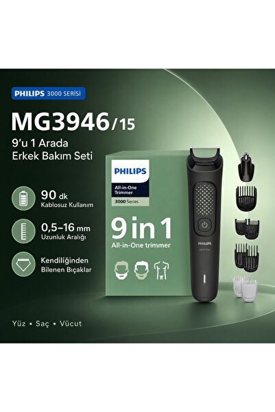 Philips 3000 Serisi 9in1, Erkek Bakım Seti, Yüz/Saç/Vücut Tıraş Makinesi, Isl...