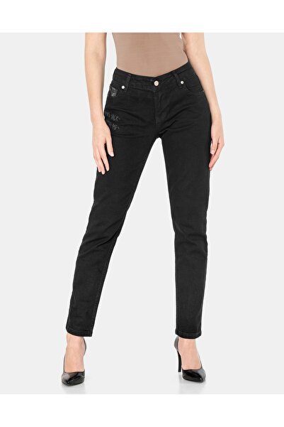 NO BRAND Pantaloni din denim negru de damă, model Mom Jeans 8228 W29