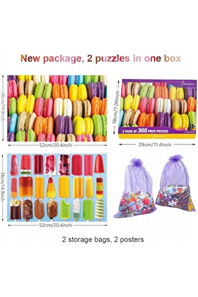 NO BRAND Puzzle 2 X 300 piese. Macaroane și înghețată pe băț Set Fishwisdom