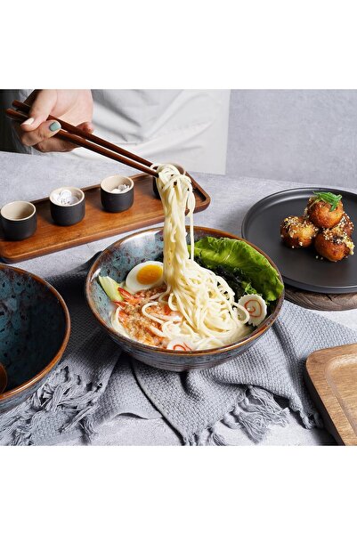 NO BRAND Set ramen: 2 boluri ramen de 1200ml + linguri ramen + bețișoare