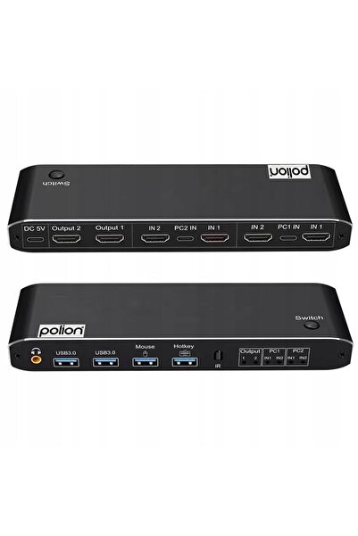 NO BRAND Comutator KVM 2X HDMI 4K 2X USB 3.0 pentru două computere și două mo...