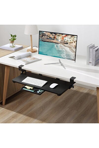 NO BRAND Sertar sub tastatură și mouse, raft Spacetronic sub birou, negru, 68X30