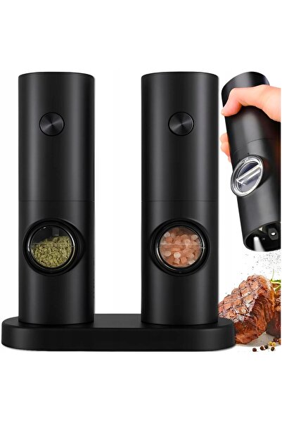 NO BRAND Memflow Râșniță electrică pentru condimente, metal negru, 100 g, set...