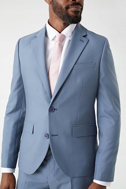 NO BRAND Blazer clasic albastru, neted, la un rând de nasturi, Burton 54