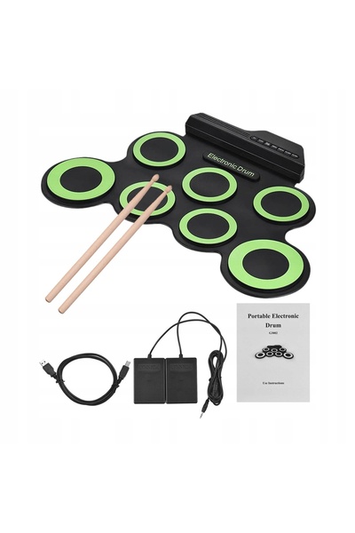 NO BRAND Pad de tobe rulabil, percuție electronică, pedale pliabile, set de bețe