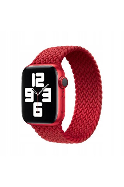 NO BRAND Curea originală Apple împletită Solo Loop, roșie, 45mm, mărimea 8