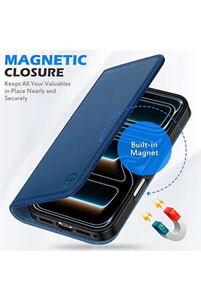 NO BRAND Husă Shieldon din piele naturală pentru iPhone 17 Pro Max cu clapetă...