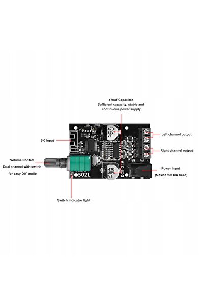 NO BRAND Placă modul amplificator de putere stereo audio Bluetooth