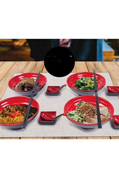 NO BRAND Set boluri ramen, bețișoare, bol pentru sos, 4x 900ml, set chinezesc