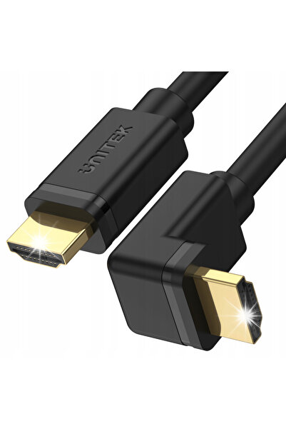 Unitek Cablu HDMI 2.0 4K 60Hz UHD FHD HDR cu mufă unghiulară la 90 de grade, 3m