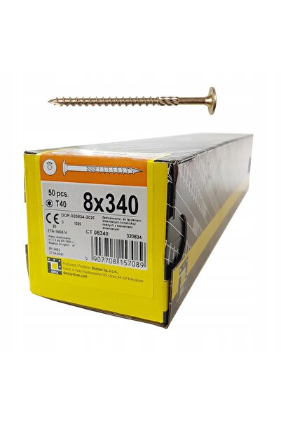 Domax Șuruburi CIESIELSKIE cu cap plat TORX 8x340, 50 bucăți