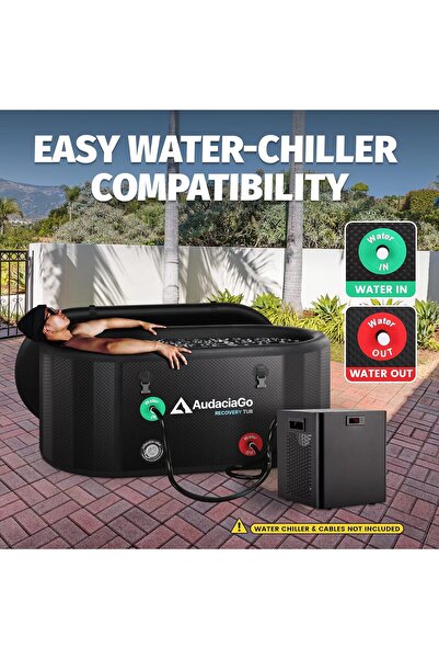 Cold Ice Bath Tub for Athletes, Compatible with Water Chillers, 216-Gallon Inflatable Plunge with Insulated Lid, Thermometer, Water-Absorbent Mat, Portable for Outdoor Indoor Recovery, XXL