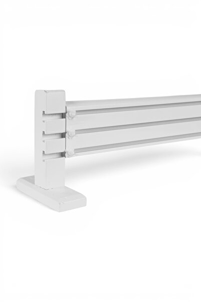 Perdejim Beyaz 100 cm Ahşap Başlıklı 3 Kanallı Alüminyum Dekoratif Ray Korniş