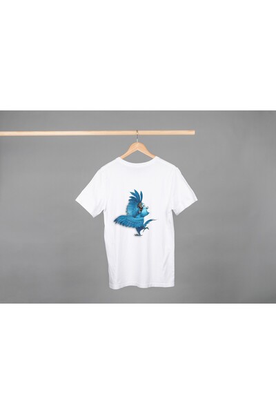 Noname Tricou Unisex Bumbac Premium Casual " Papagal albastru " Inscriptie