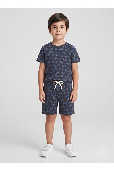 Babyqlo Boys Navy Gaming Controller Print T-Shirt and Shorts Set