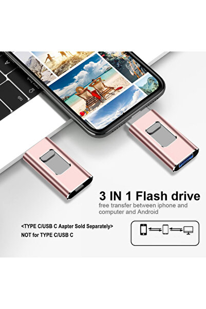 NO BRAND Stick USB 2TB 3-în-1 pentru iPhone/PC/Laptop