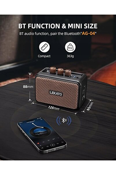 NO BRAND Lekato Ag-04 Amplificator de chitară Bluetooth 5.0 cu efecte Clean +...