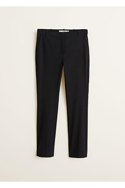 NO BRAND Pantaloni negri tip țigară, lungime 7/8, talie înaltă, 32