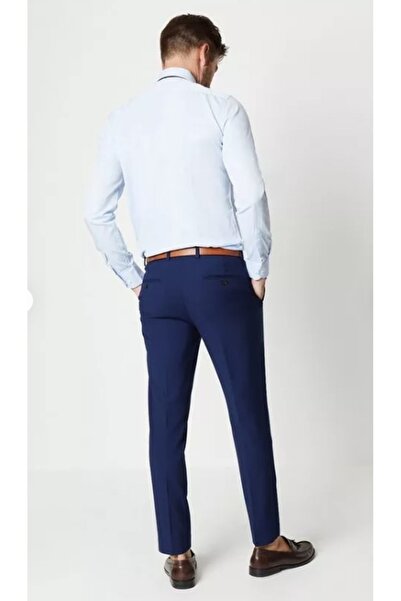 NO BRAND Pantaloni de costum bleumarin, croială dreaptă, cu tiv neted, Small ...