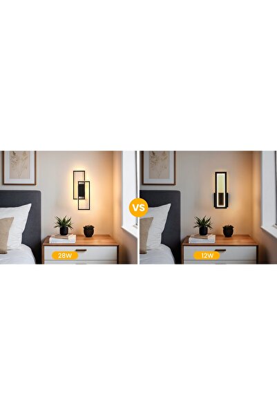 NO BRAND LAMPĂ DE PERETE LED NEAGRĂ MODERNĂ PENTRU SUFRAGERIE ȘI HOL 3000K 28W