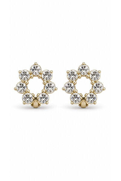 SAAF Jewelry Flower Cluster Crystal Clip-On Earrings - Gold