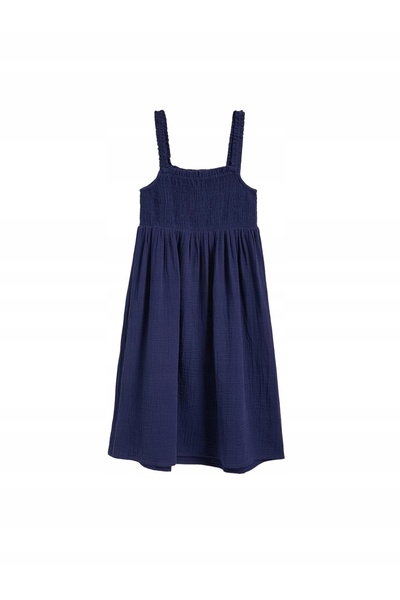 NO BRAND Rochie mini tip slip din muselină bleumarin, din bumbac, mărimea M.