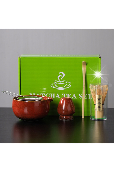 NO BRAND Set cadou pentru ceai Matcha: Suport pentru ceainic cu ciucure, Ling...