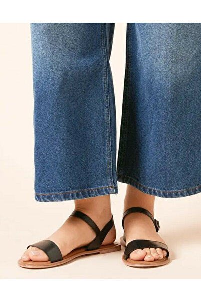 NO BRAND Sandale plate din piele neagră, pantofi clasici Dorothy Perkins 39