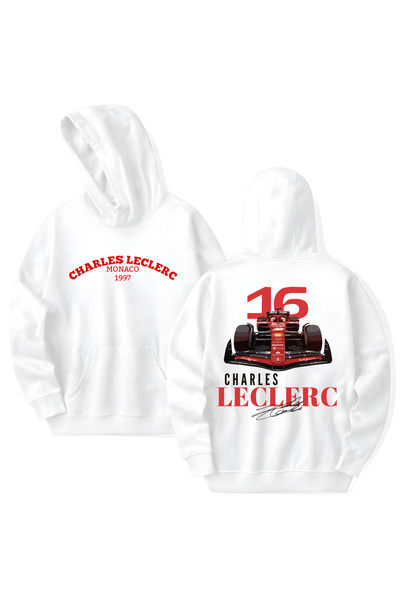 STİL-X Charles Leclerc Printed Cotton Long Sleeve Hooded Sweatshirt with 3 Th...