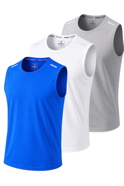 pandy 3-pack Quick Dry Breathable Athletic Technical Athlete Zero Sleeve T-shirt