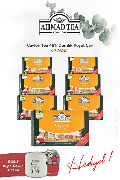 Ahmad Tea 48 X 7 Pieces Ceylon Tea Teapot Tea Bags and Raccoon Mug Gift