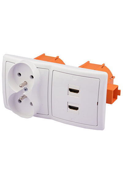 Kontakt-Simon Priză de perete cu 2 porturi HDMI, alimentată la 230V