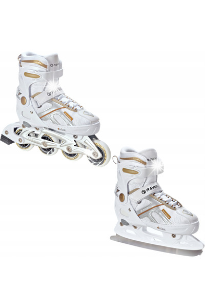 NO BRAND Patine cu rotile Patine artistice 2 în 1 Reglabile Raven Pulse Alb/A...
