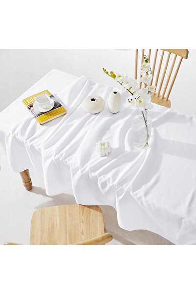 NO BRAND Față de masă dreptunghiulară impermeabilă 130x130 cm albă elegantă c...