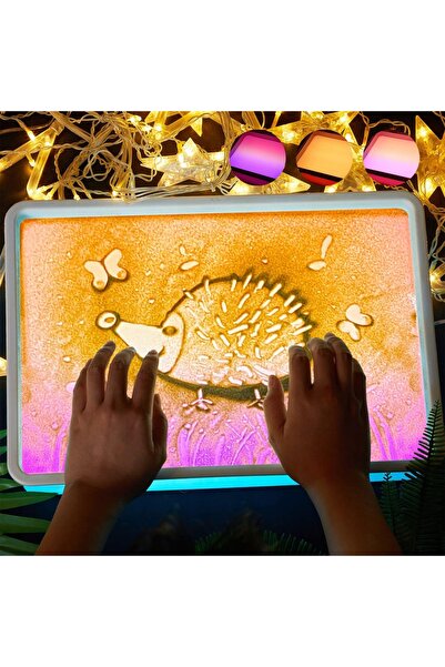 NO BRAND Masă luminoasă pentru pictură pe nisip cu 7 LED-uri, set de accesorii