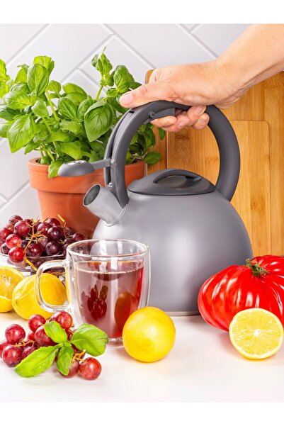 NO BRAND Ceainic tradițional cu fluier 2,7L, pentru gaz și inducție, din oțel...