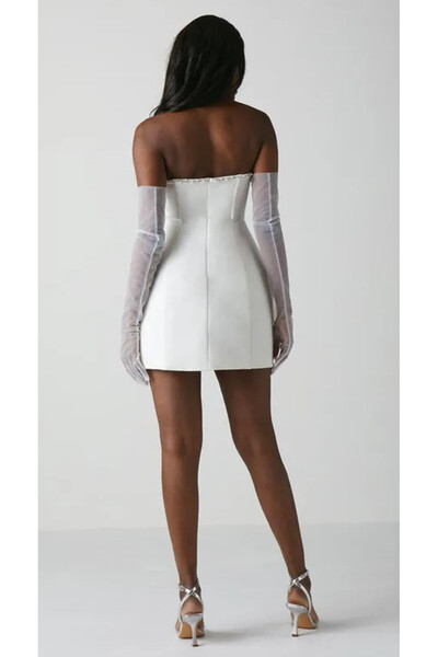 NO BRAND Rochie de mireasă albă, fără mâneci, mini, decorațiuni Coast 46