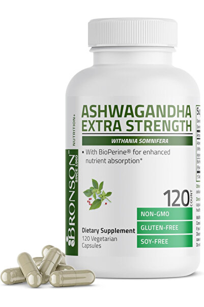 Bronson Ash. Extra Strength Stress & Mood Support with BioPerine - Non GMO Fo...