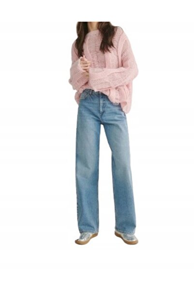 NO BRAND Pulover oversize din tricot texturat, roz pufos, m
