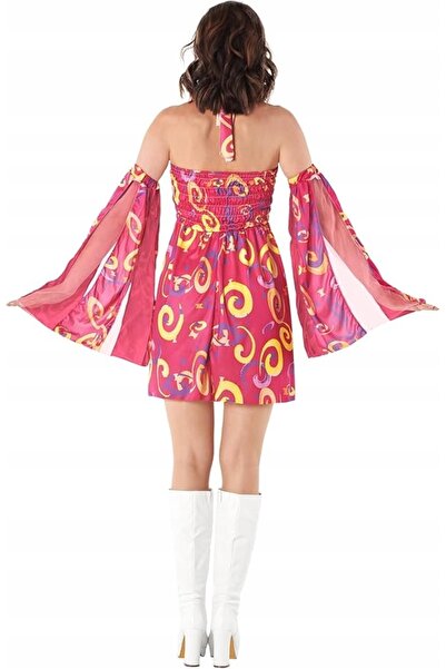 NO BRAND Set costum retro hippie pentru femei, anii '70-'80, cu bentiță, mări...