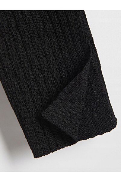 NO BRAND Pulover negru, mulat, cu mânecă lungă, clasic, cu tricotaj torsadat, m
