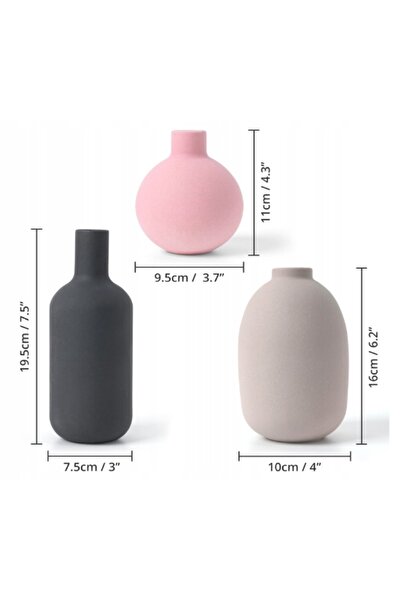 NO BRAND Set de 3 vaze ceramice mate, minimaliste, moderne