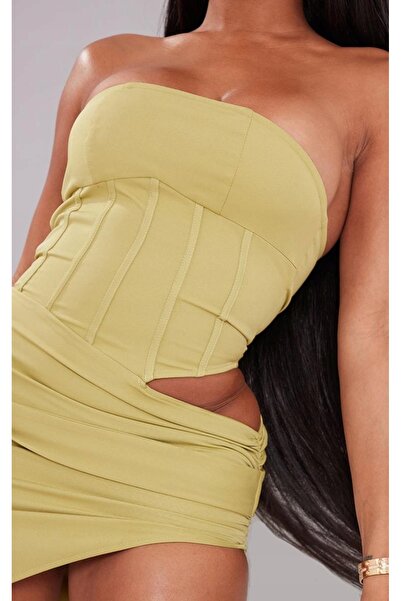 NO BRAND Rochie mini asimetrică verde măsliniu Prettylittlething 40