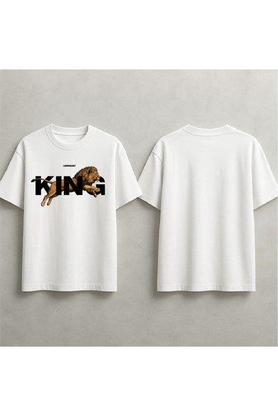 EFEVRA King Lion Printed Oversized T-Shirt