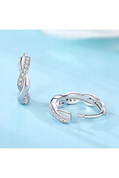 NO BRAND Cercei tip inel din argint 925 sterling cu zirconiu pentru femei