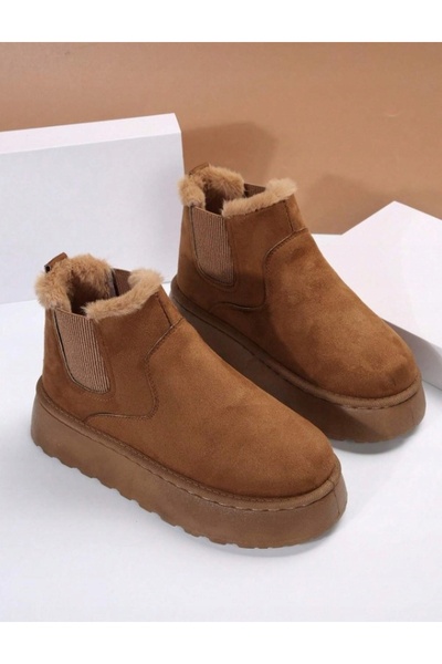 NO BRAND Botine clasice maro, izolate termic, din piele ecologică, Shein, măr...