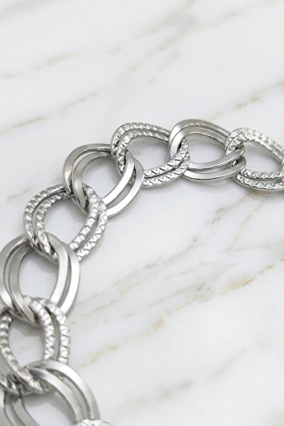Rua Jewelry سوار ستيل إيطالي من سلسلة الميلكي واي 9 ملم لون فضي |   مقاوم للس...