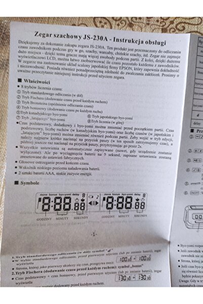 NO BRAND Ceas de șah de turneu "Polgote" |   8 moduri de numărătoare inversă ...