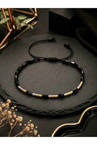 OEM Bratara pe snur cu bile din argint 925 placat cu aur roz si galben de 18k