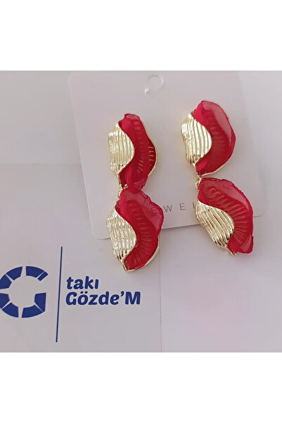Midye küpe kırmızı